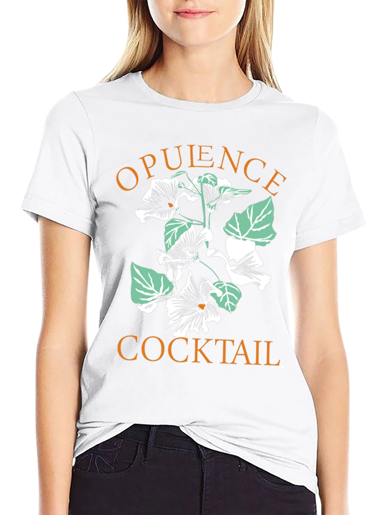Opulence Cocktail Graphic Tee - Black Cotton T-Shirt