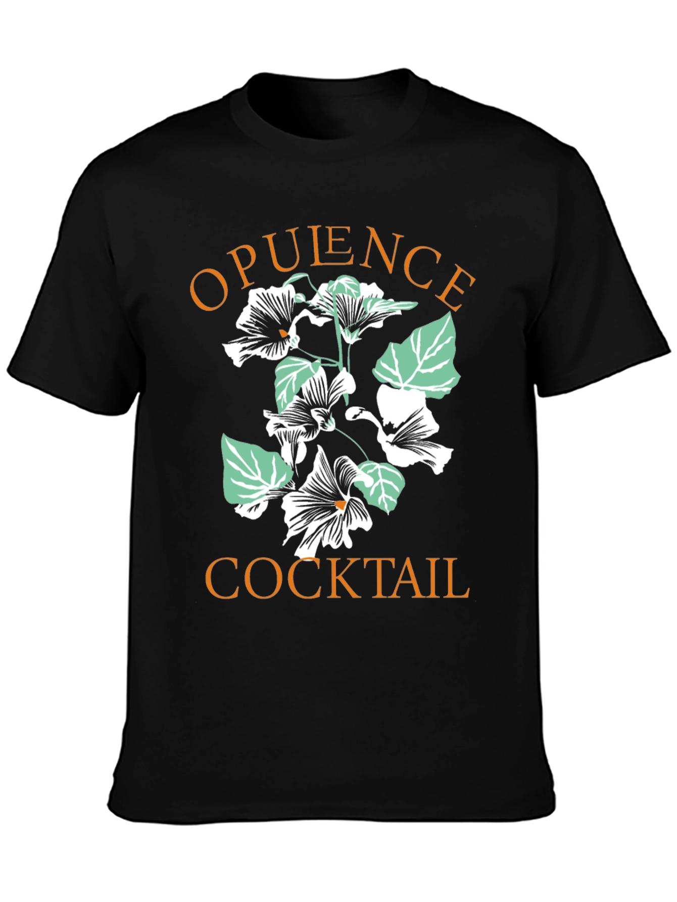 Opulence Cocktail Graphic Tee - Black Cotton T-Shirt