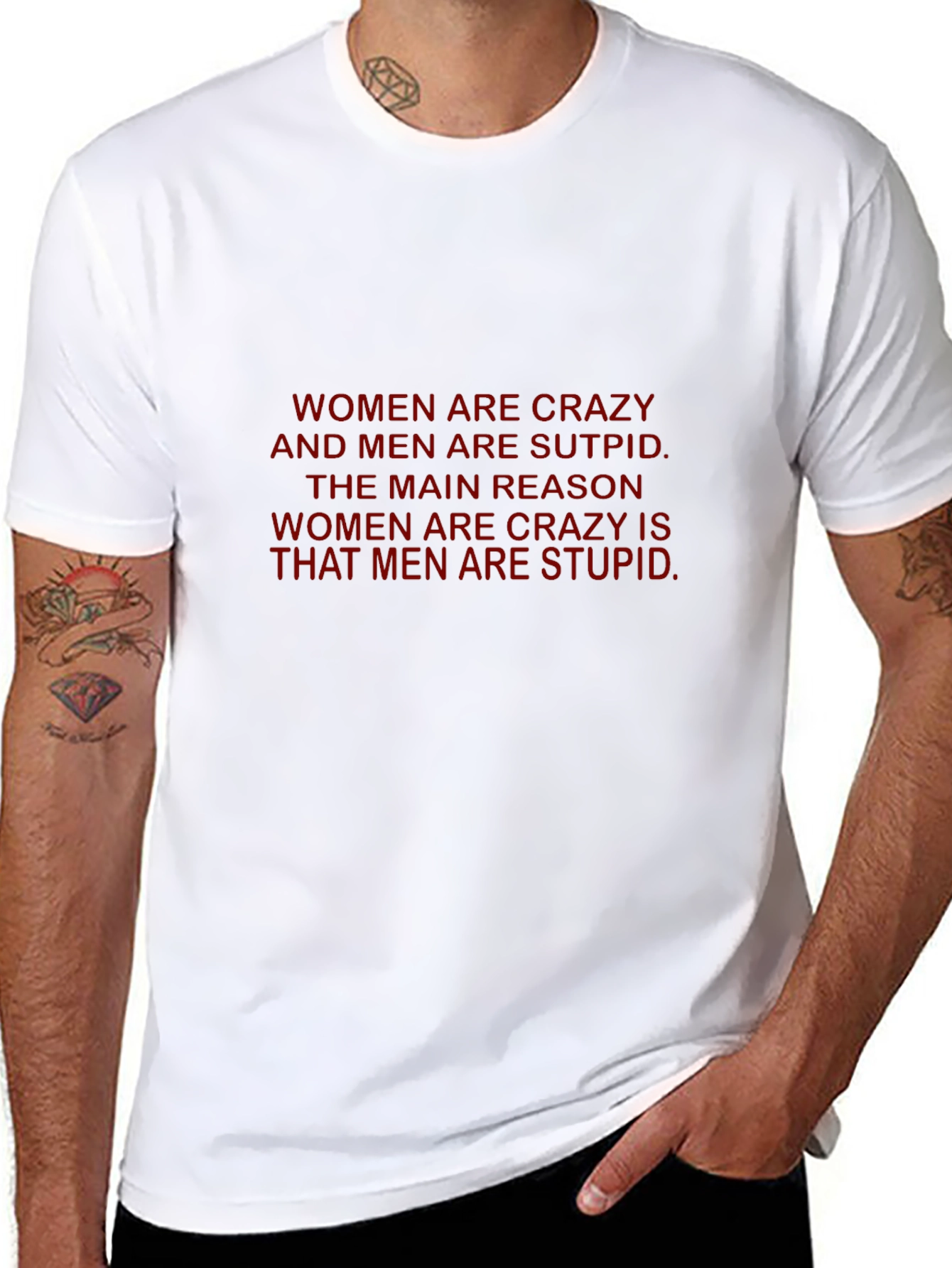 Crazy Women Stupid Men Black T-Shirt