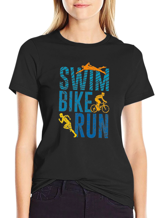 Triathlon T-Shirt Swim Bike Run Graphic Tee