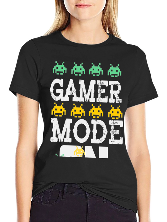 Gamer Mode On Black Graphic Tee - Retro Gaming Style