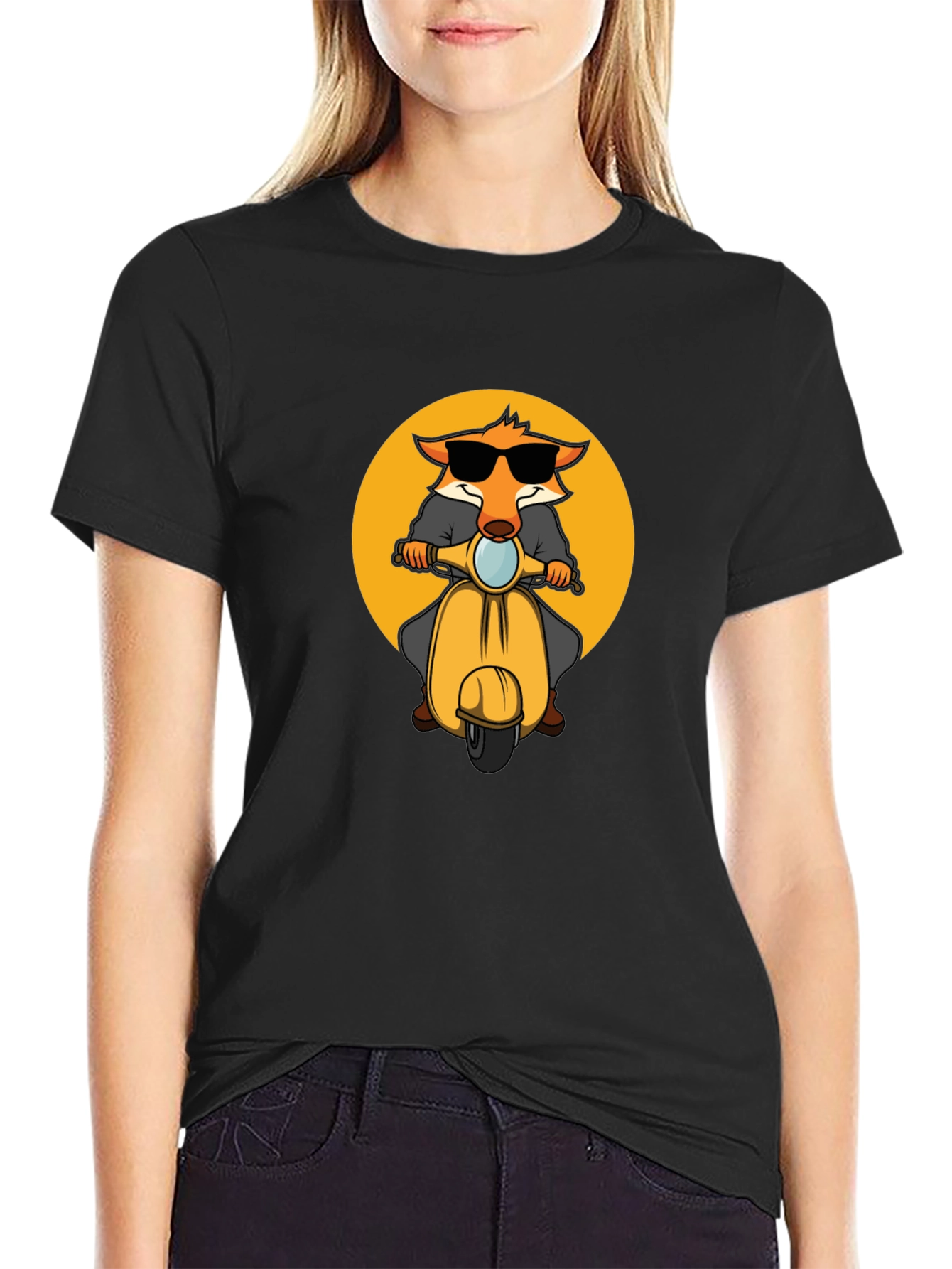 Cool Fox on Scooter Graphic T-Shirt