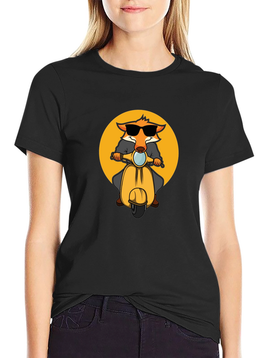 Cool Fox on Scooter Graphic T-Shirt