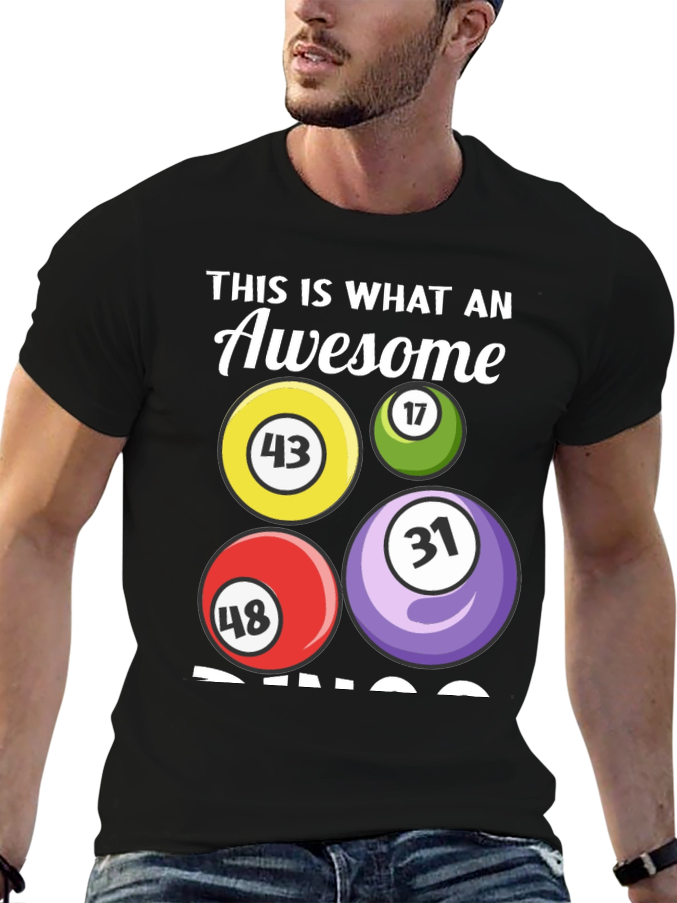 Awesome Bingo T-Shirt - Numbers 43 17 48 31