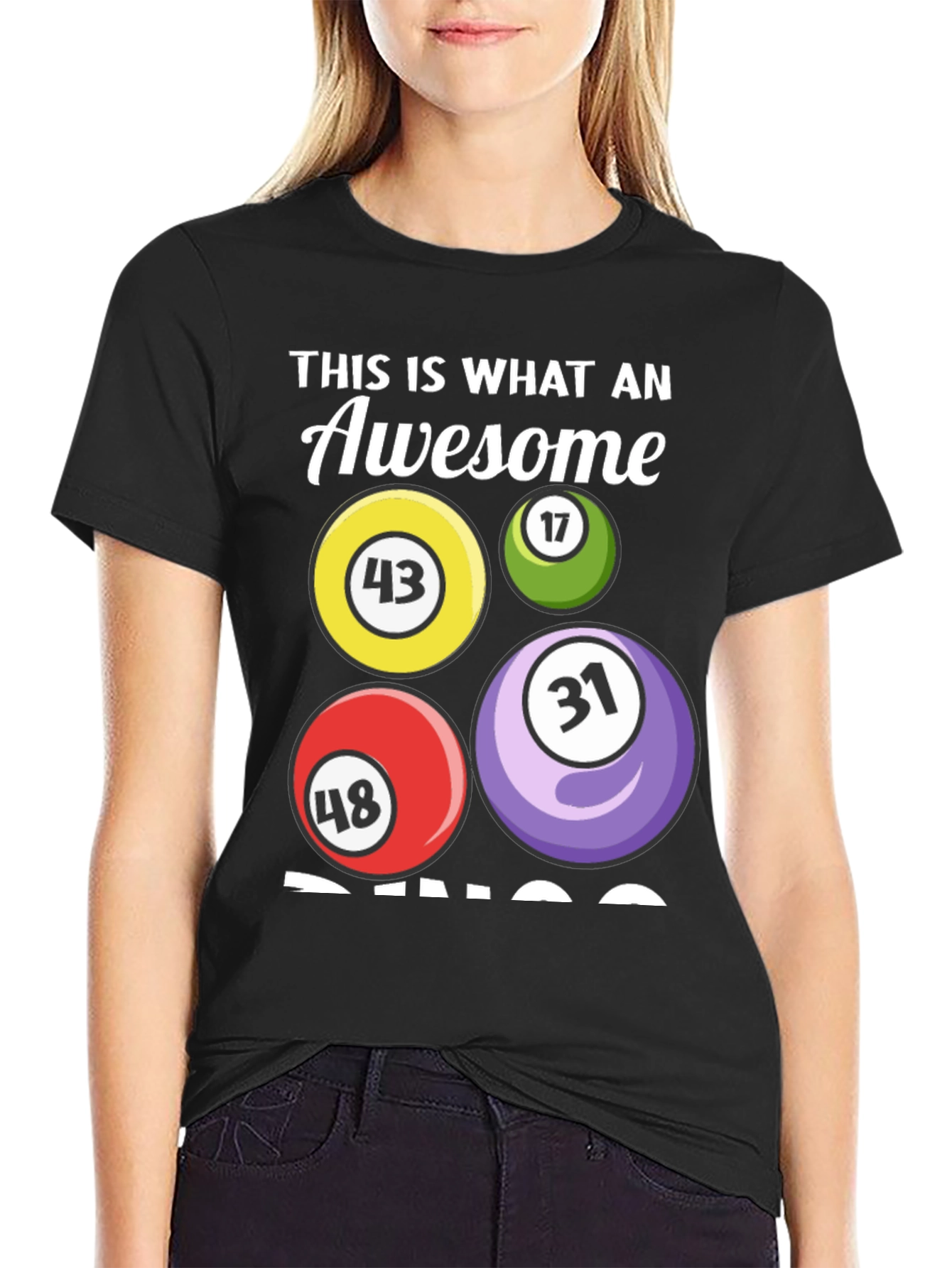 Awesome Bingo T-Shirt - Numbers 43 17 48 31