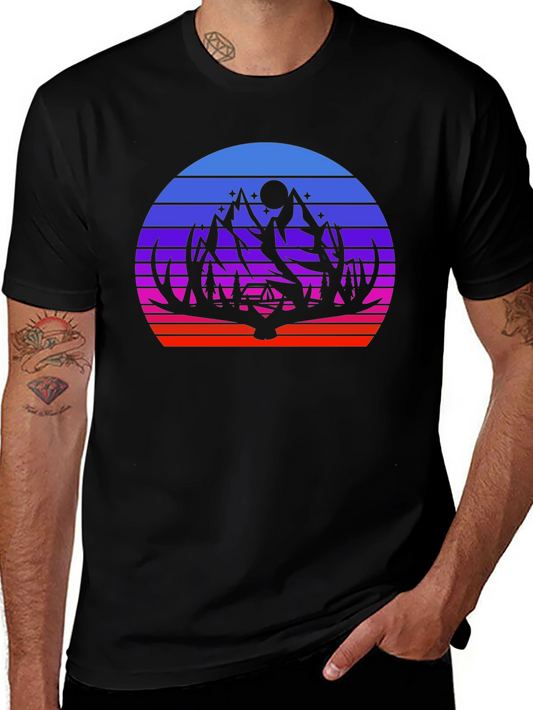 Retro Mountain Sunset Camping Graphic Tee
