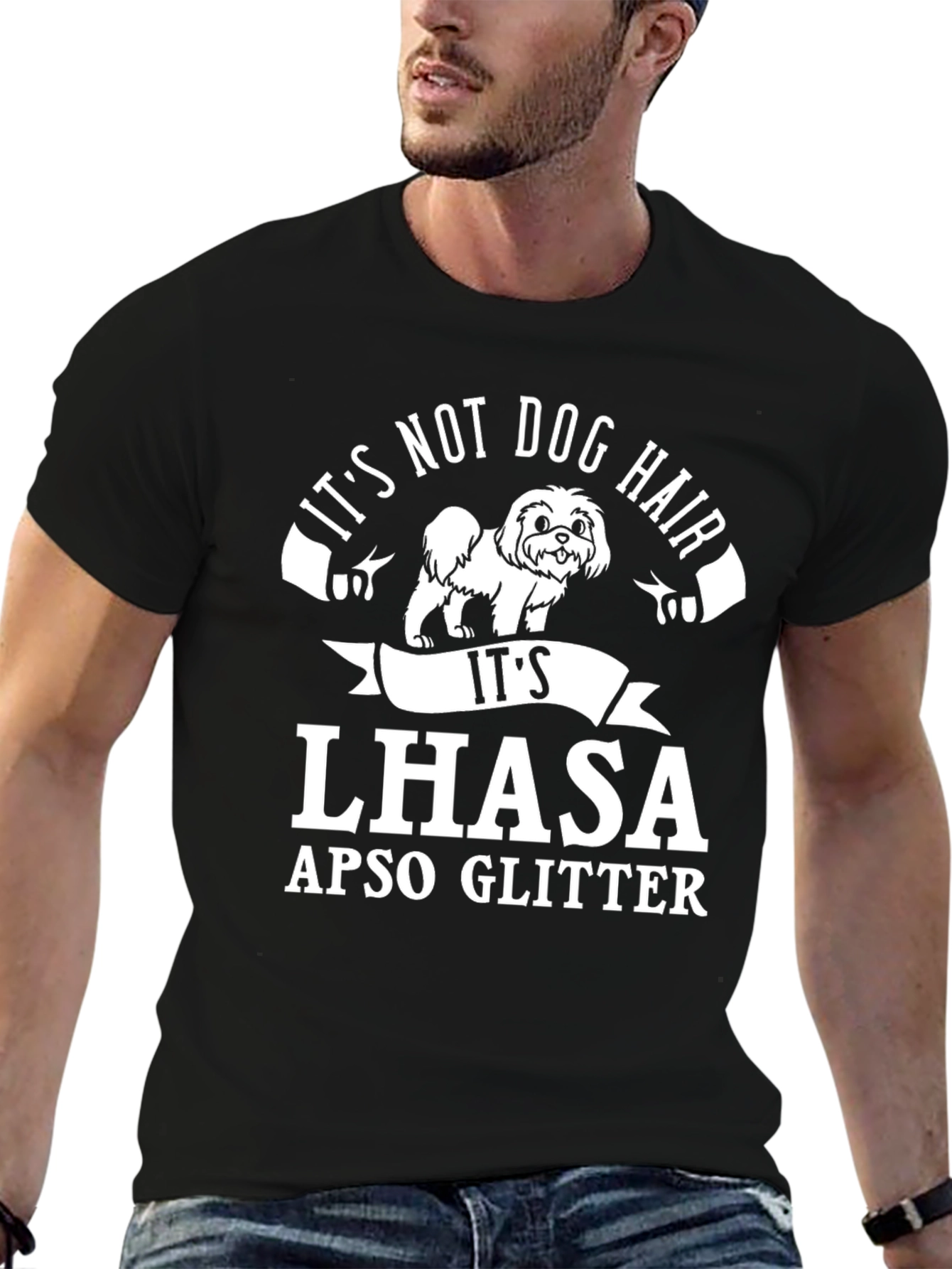 Lhasa Apso Glitter Dog T-Shirt