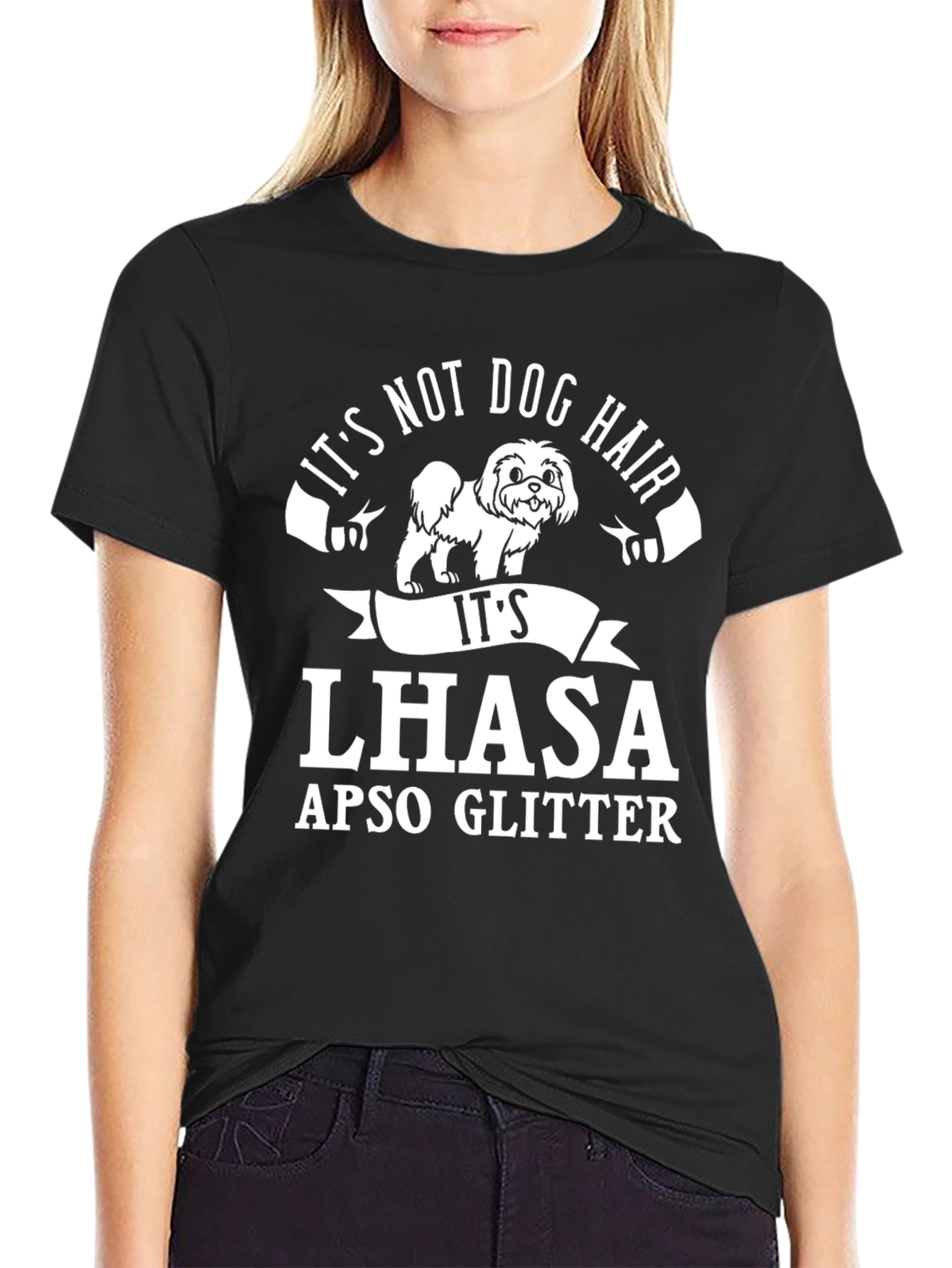 Lhasa Apso Glitter Dog T-Shirt