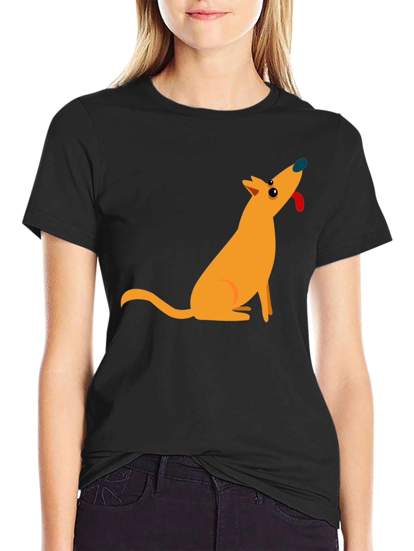 Cartoon Dog Black T-Shirt