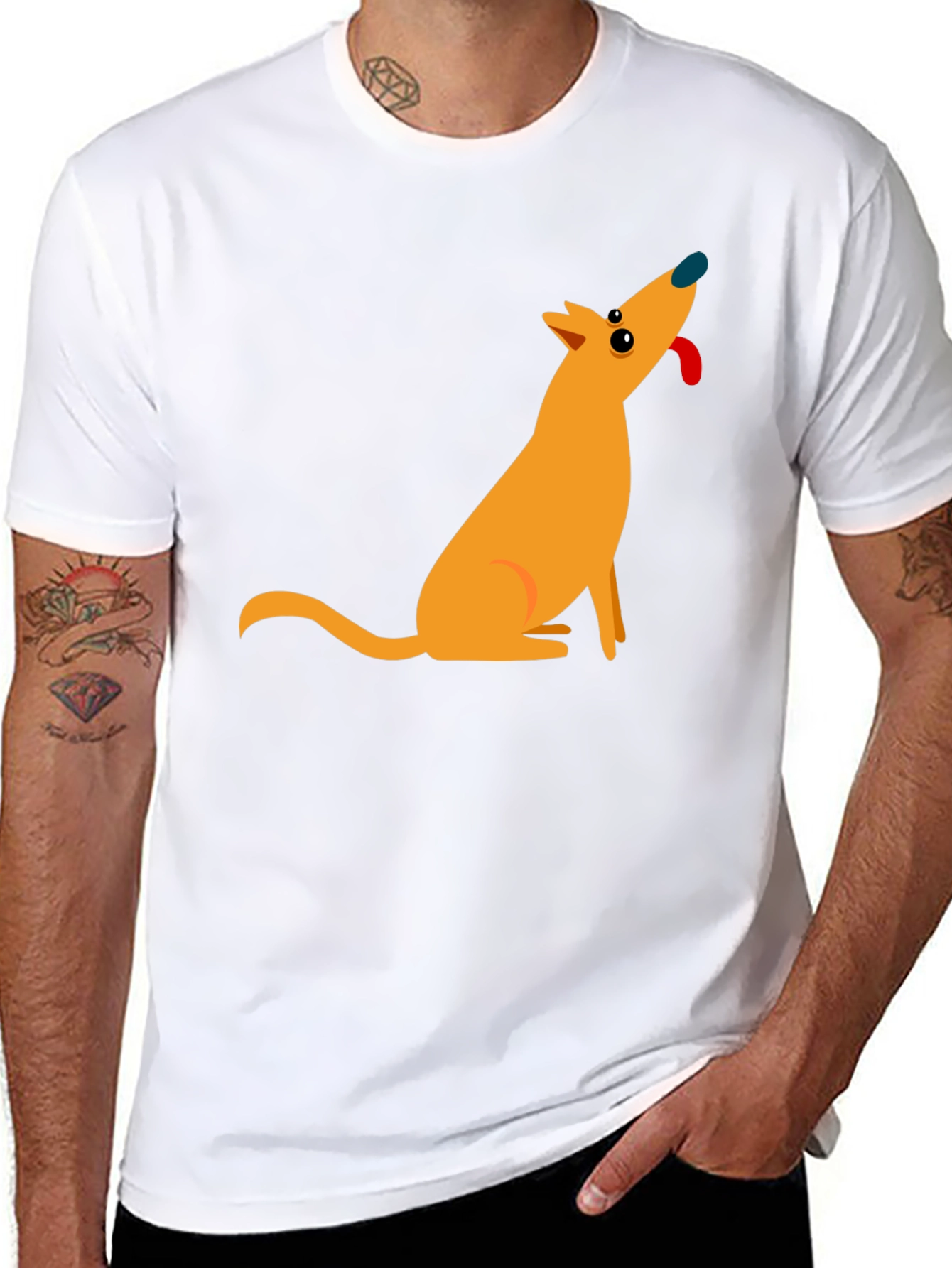 Cartoon Dog Black T-Shirt