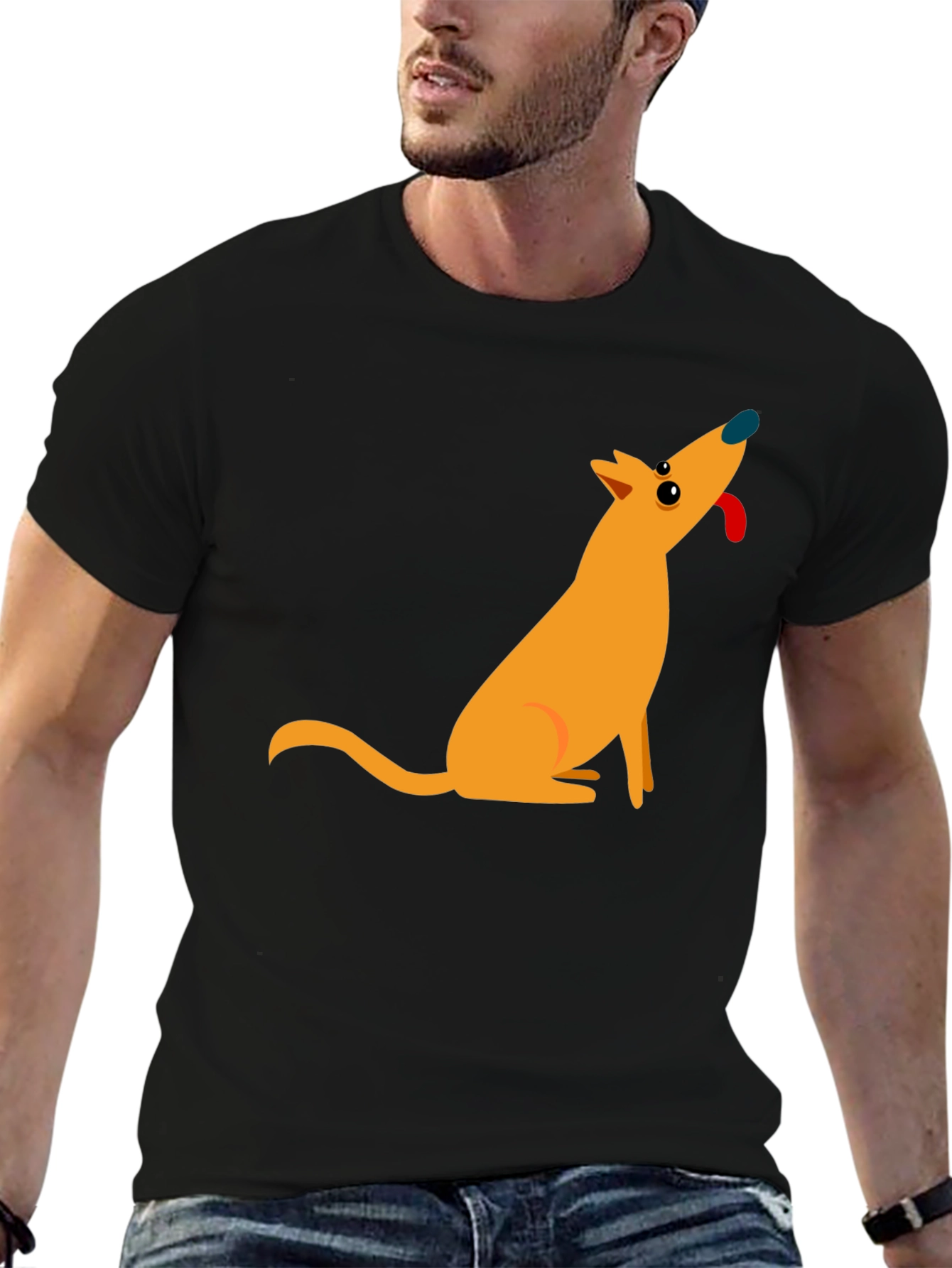 Cartoon Dog Black T-Shirt