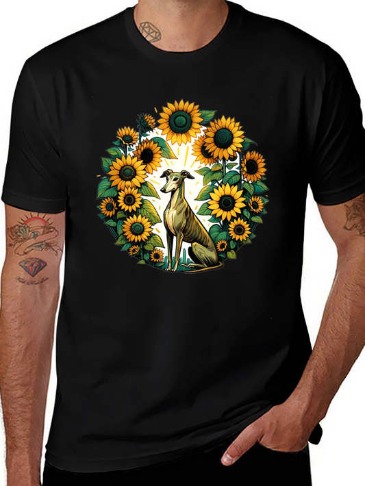 Sunflower Greyhound Tee - Unique Graphic T-Shirt