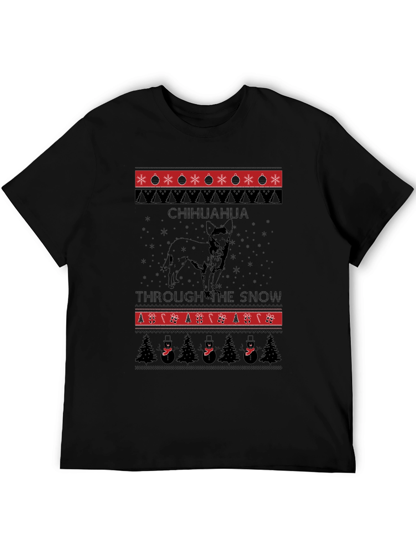 Chihuahua Through The Snow Ugly Christmas T-Shirt