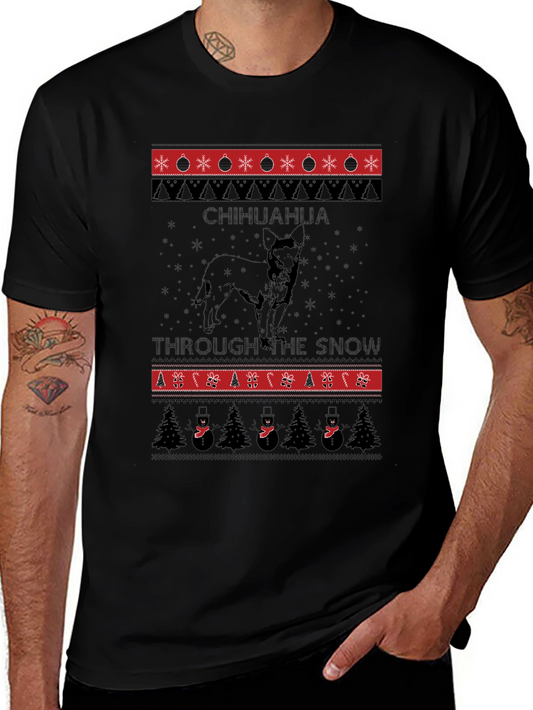 Chihuahua Through The Snow Ugly Christmas T-Shirt