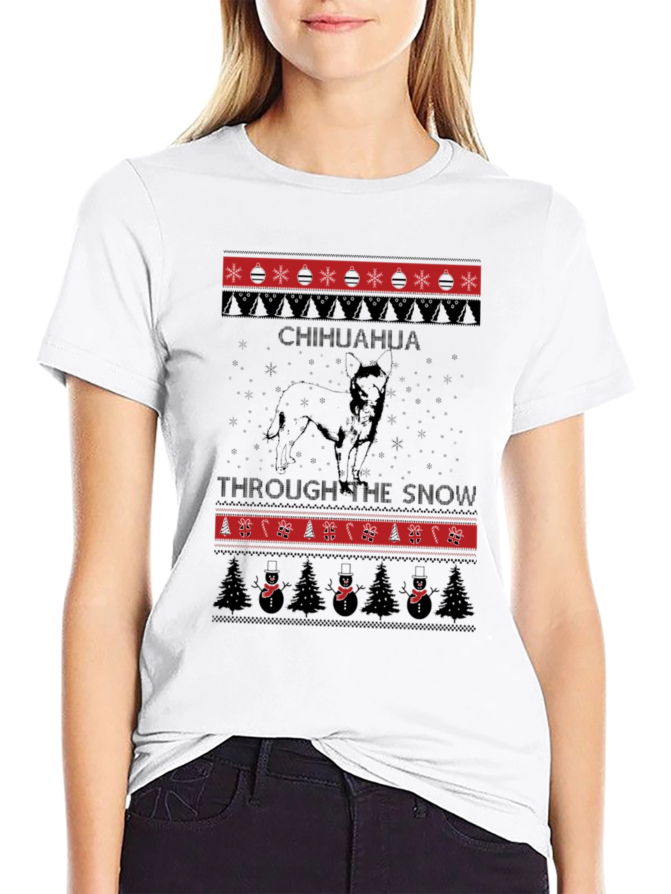 Chihuahua Through The Snow Ugly Christmas T-Shirt