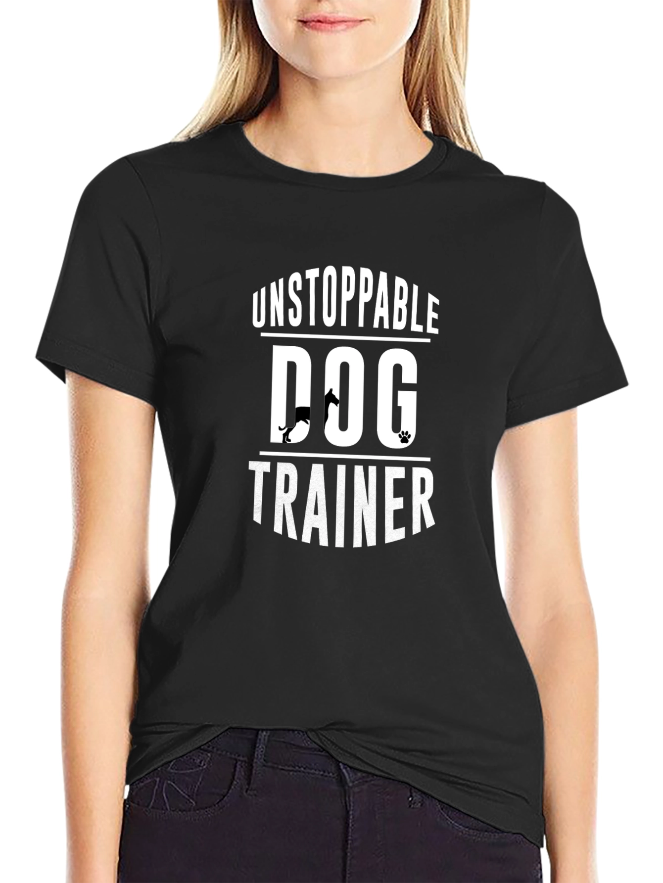 Unstoppable Dog Trainer T-Shirt Black Crew Neck Tee