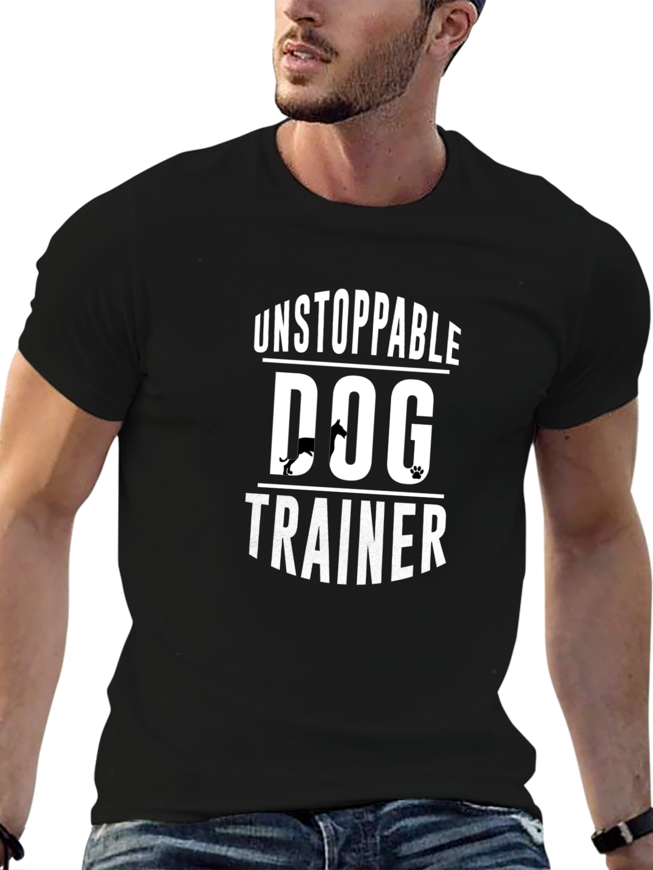 Unstoppable Dog Trainer T-Shirt Black Crew Neck Tee