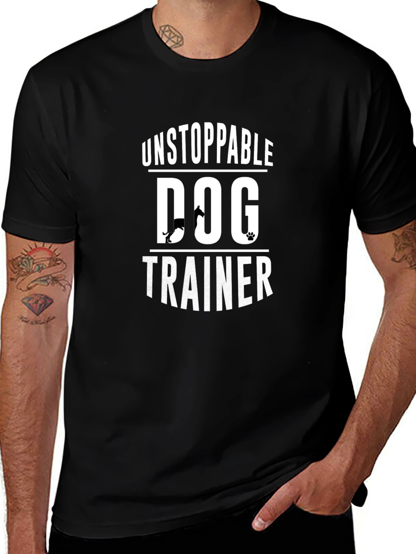 Unstoppable Dog Trainer T-Shirt Black Crew Neck Tee