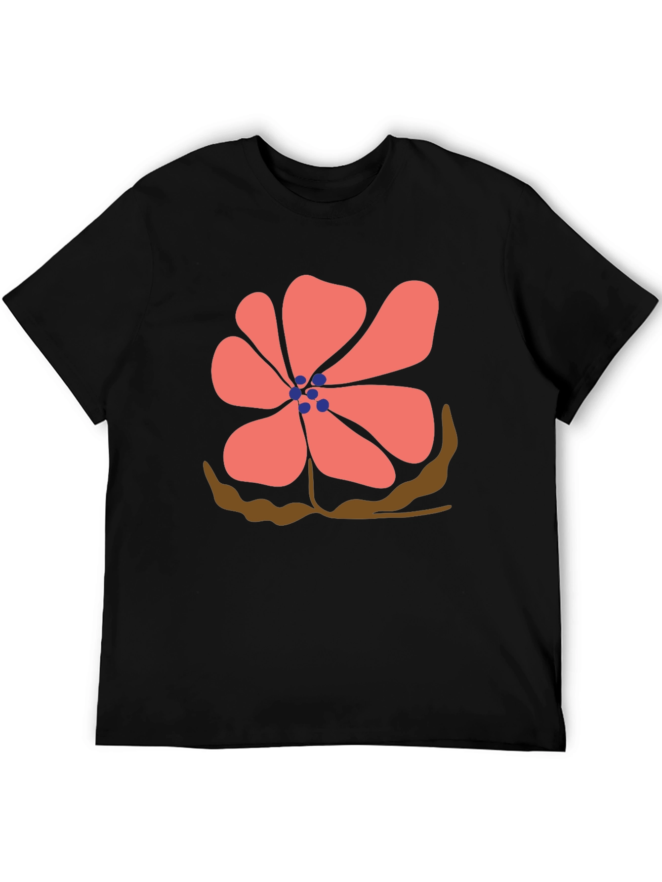 Floral Print Black T-Shirt - Casual Comfort