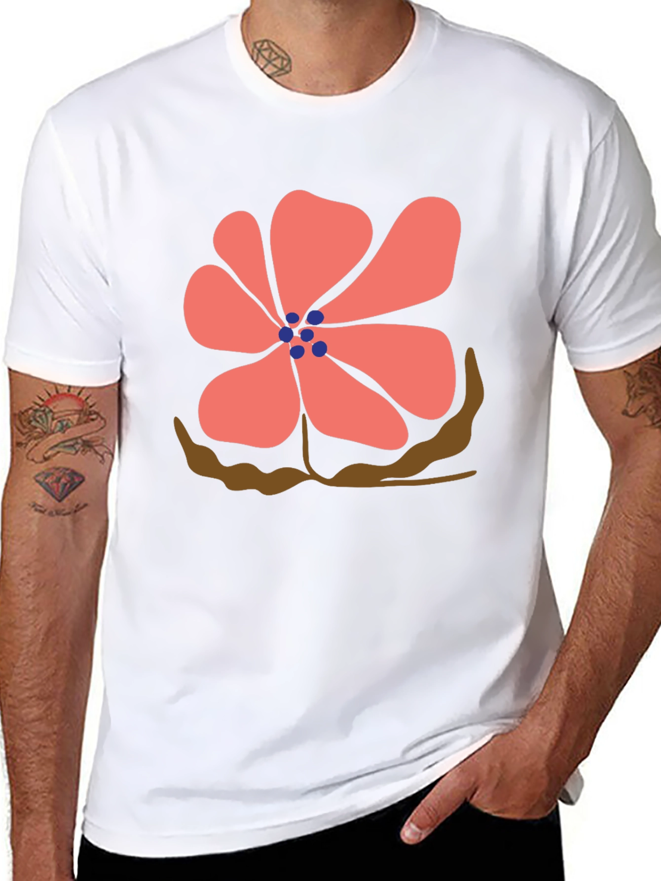 Floral Print Black T-Shirt - Casual Comfort