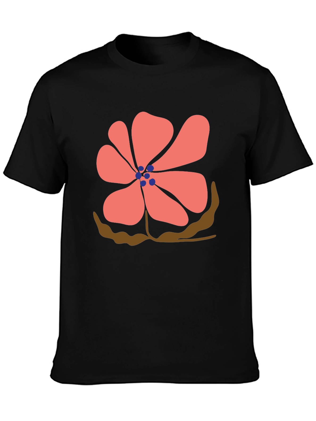Floral Print Black T-Shirt - Casual Comfort