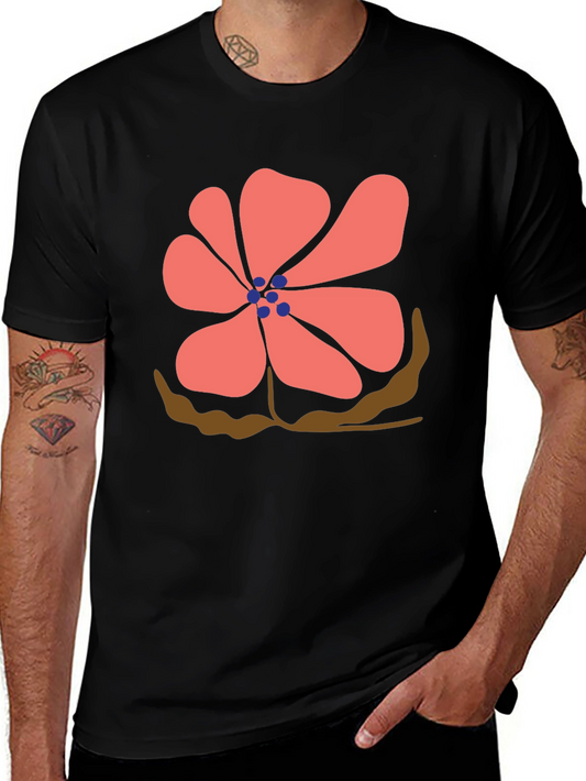 Floral Print Black T-Shirt - Casual Comfort
