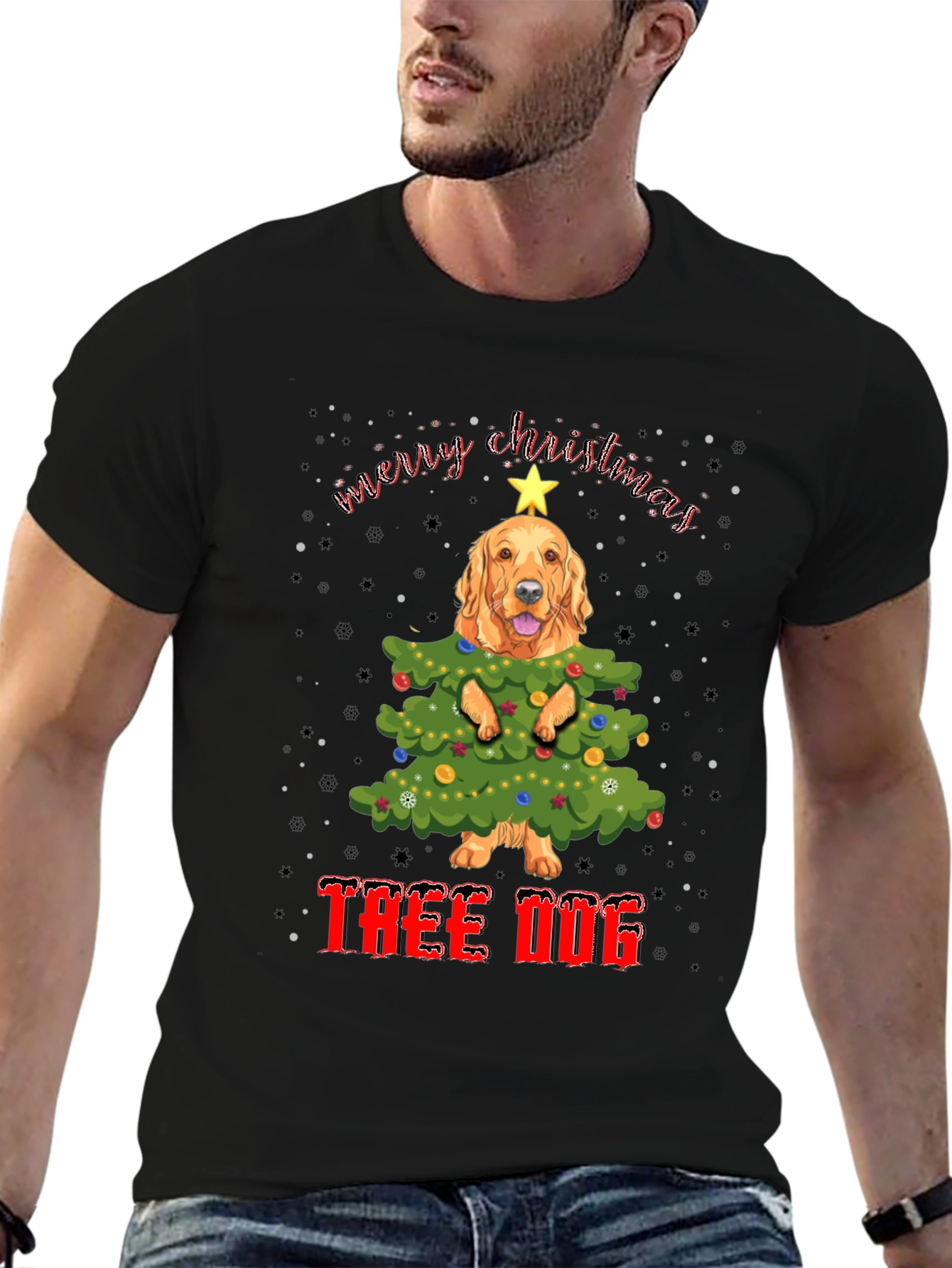 Funny Dog Christmas Tree T-Shirt