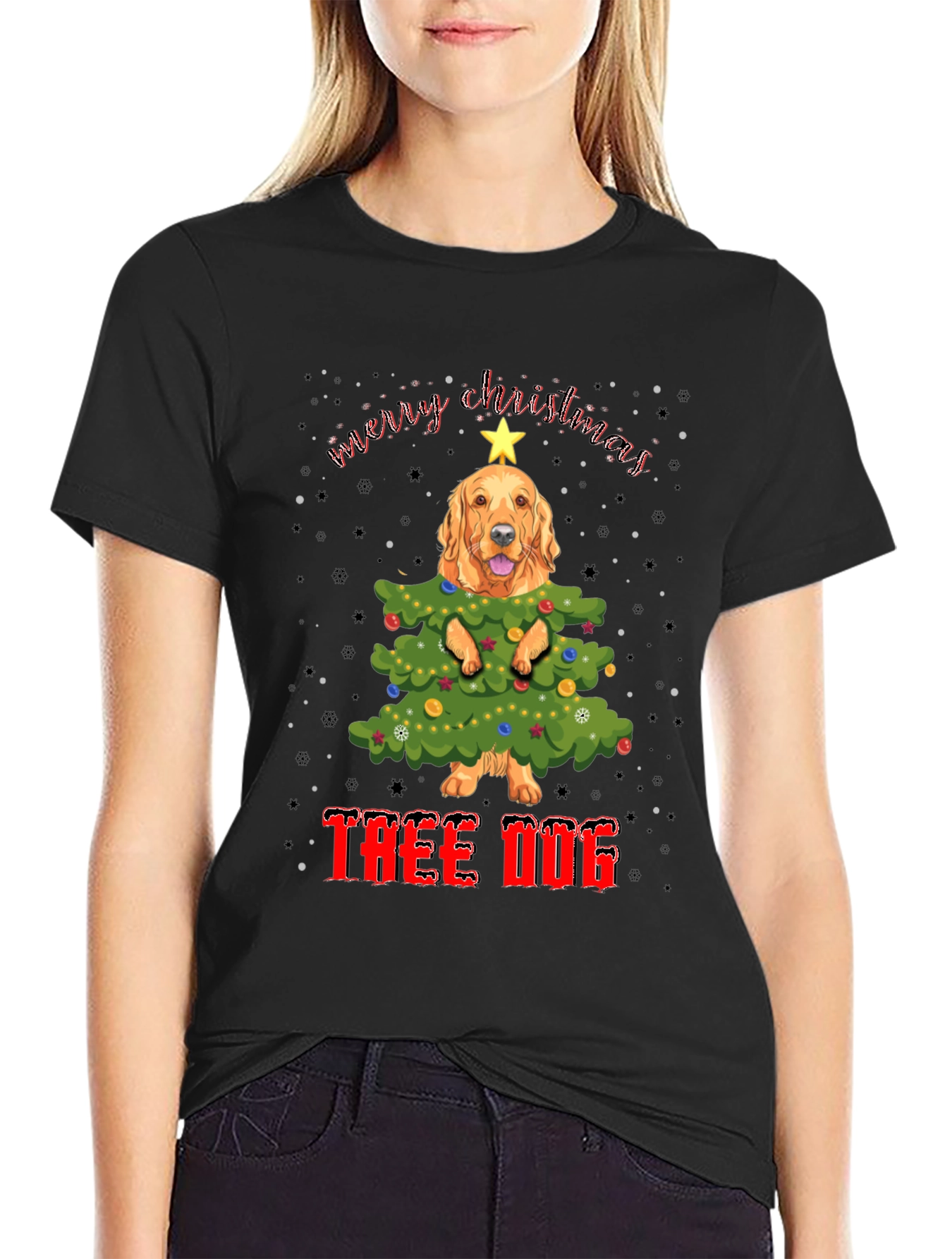 Funny Dog Christmas Tree T-Shirt