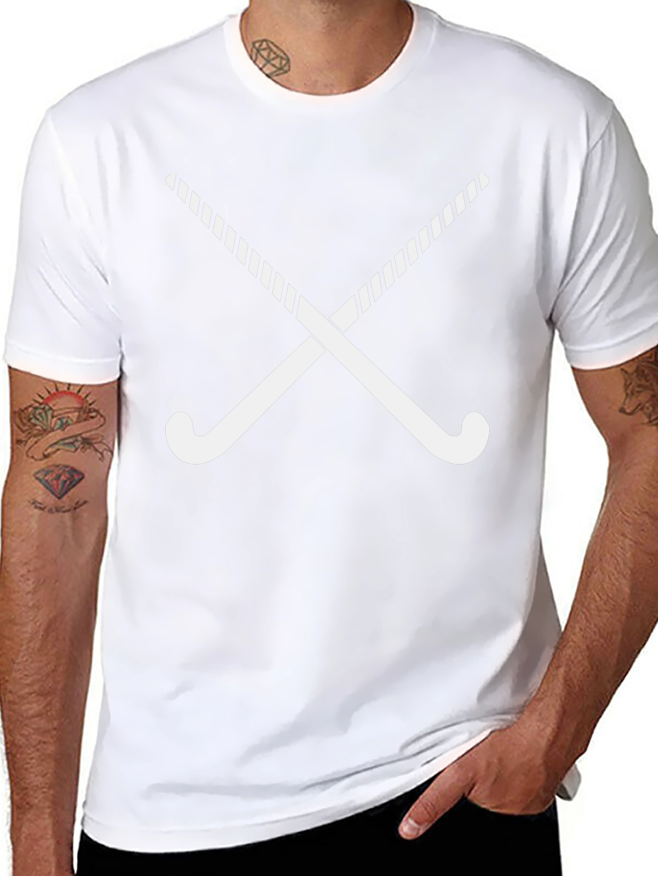 Hockey Sticks Graphic Tee - Black Cotton Casual