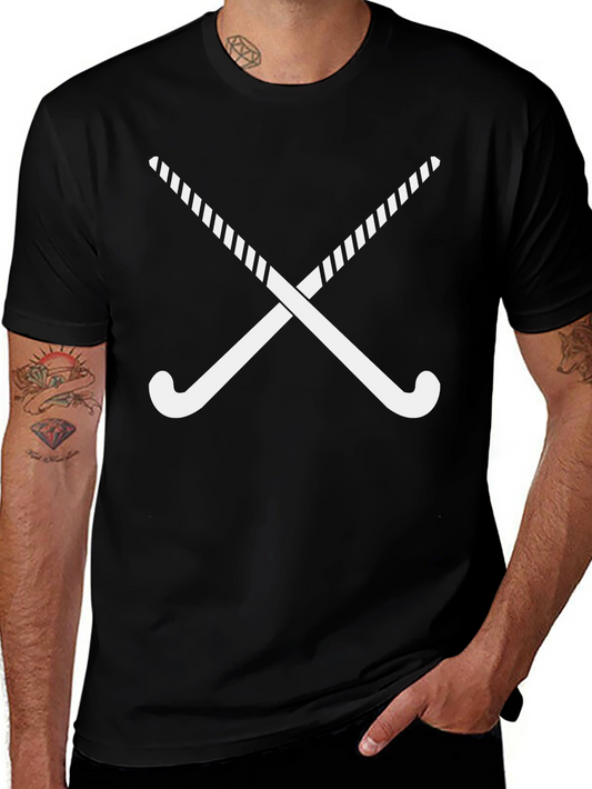 Hockey Sticks Graphic Tee - Black Cotton Casual
