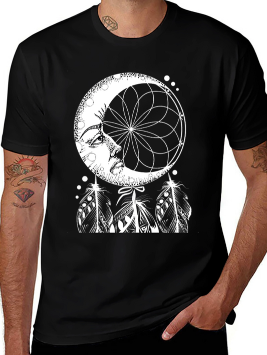 Dreamy Moon Graphic Tee - Black Cotton Blend