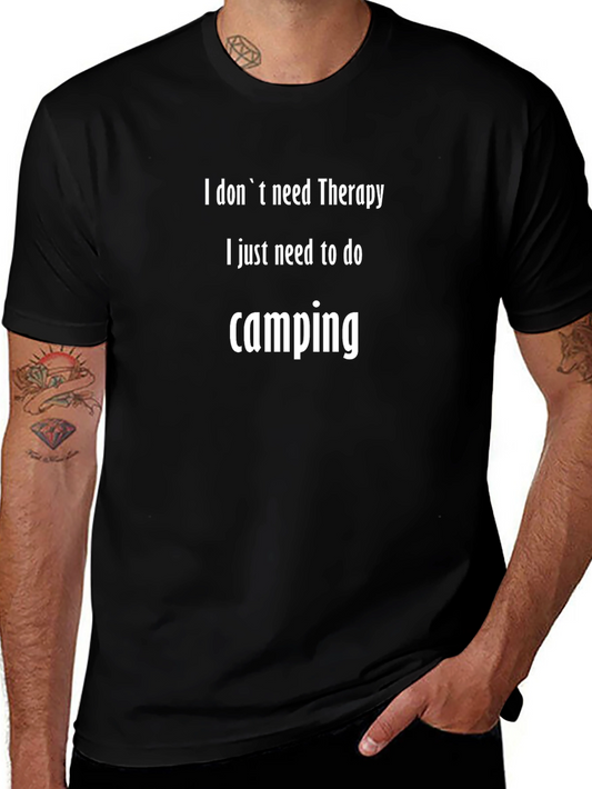 Camping Therapy Graphic Tee - Black Cotton T-Shirt