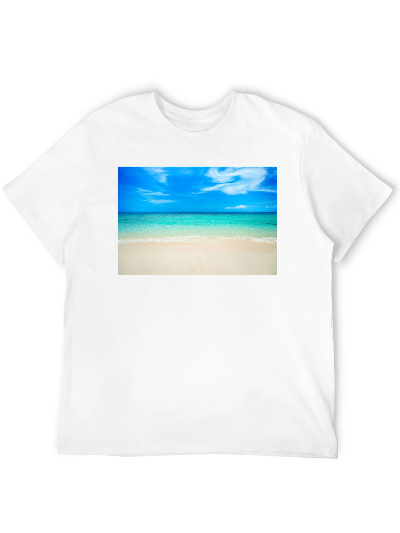 Tropical Beach Scene Black T-Shirt