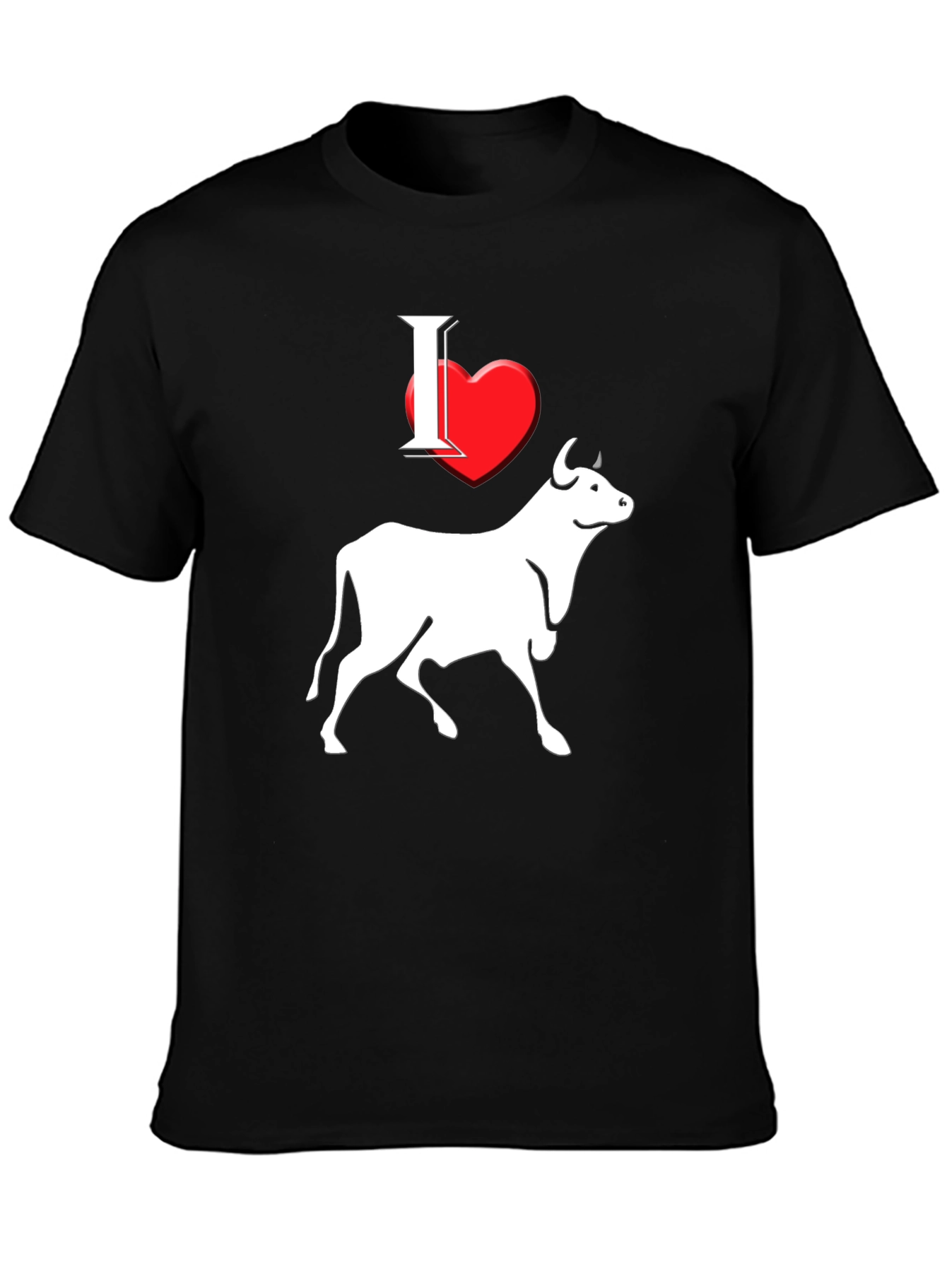 I Heart Steer Graphic Tee - Black Cotton T-Shirt