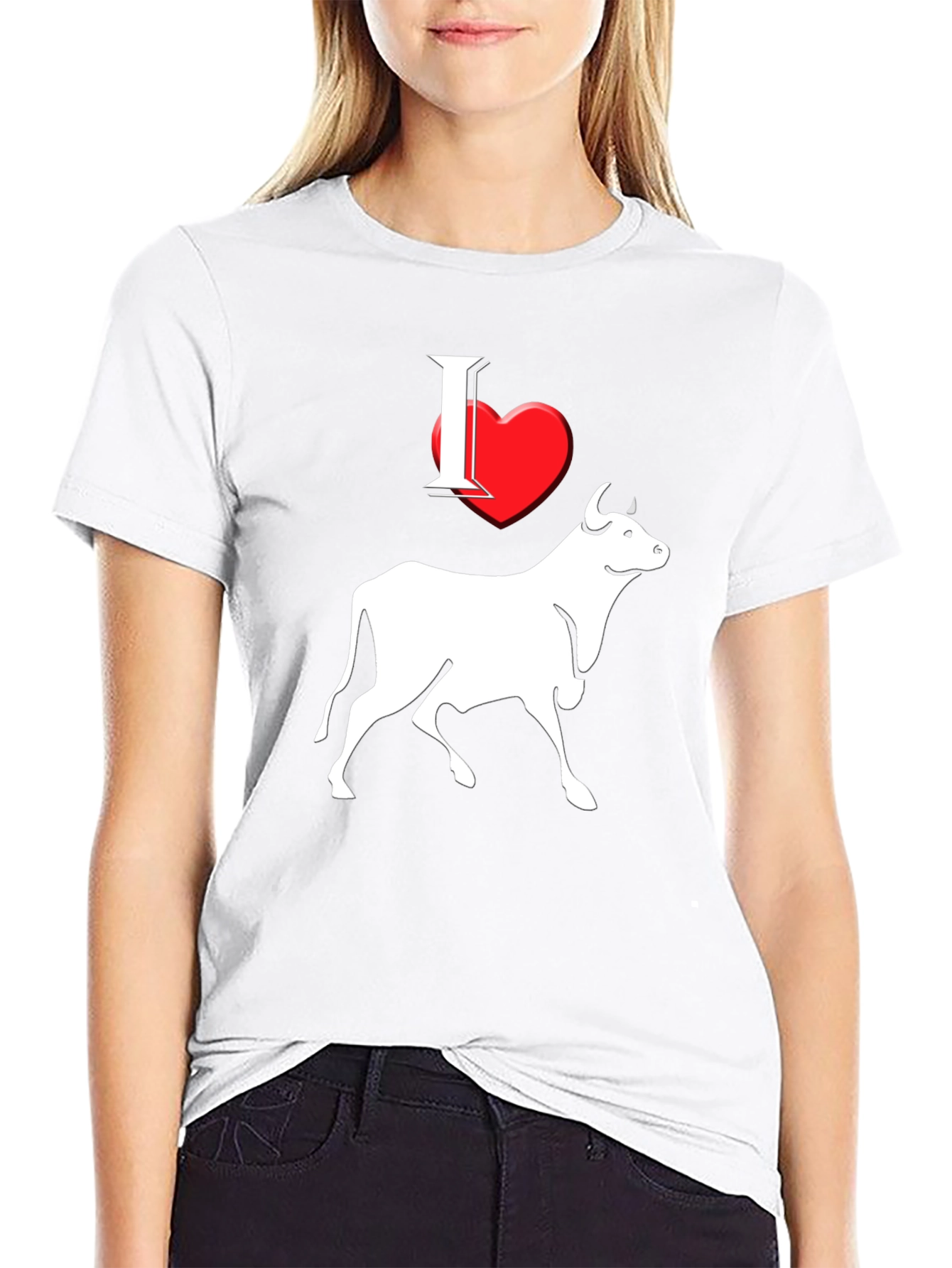 I Heart Steer Graphic Tee - Black Cotton T-Shirt