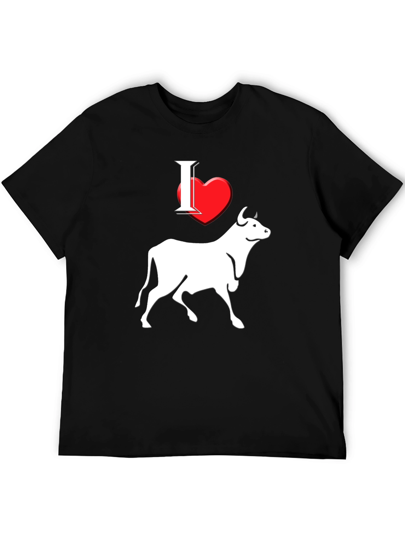 I Heart Steer Graphic Tee - Black Cotton T-Shirt
