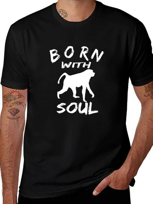 Born With Soul Baboon Graphic Tee - Stylish Cotton T-Shirt