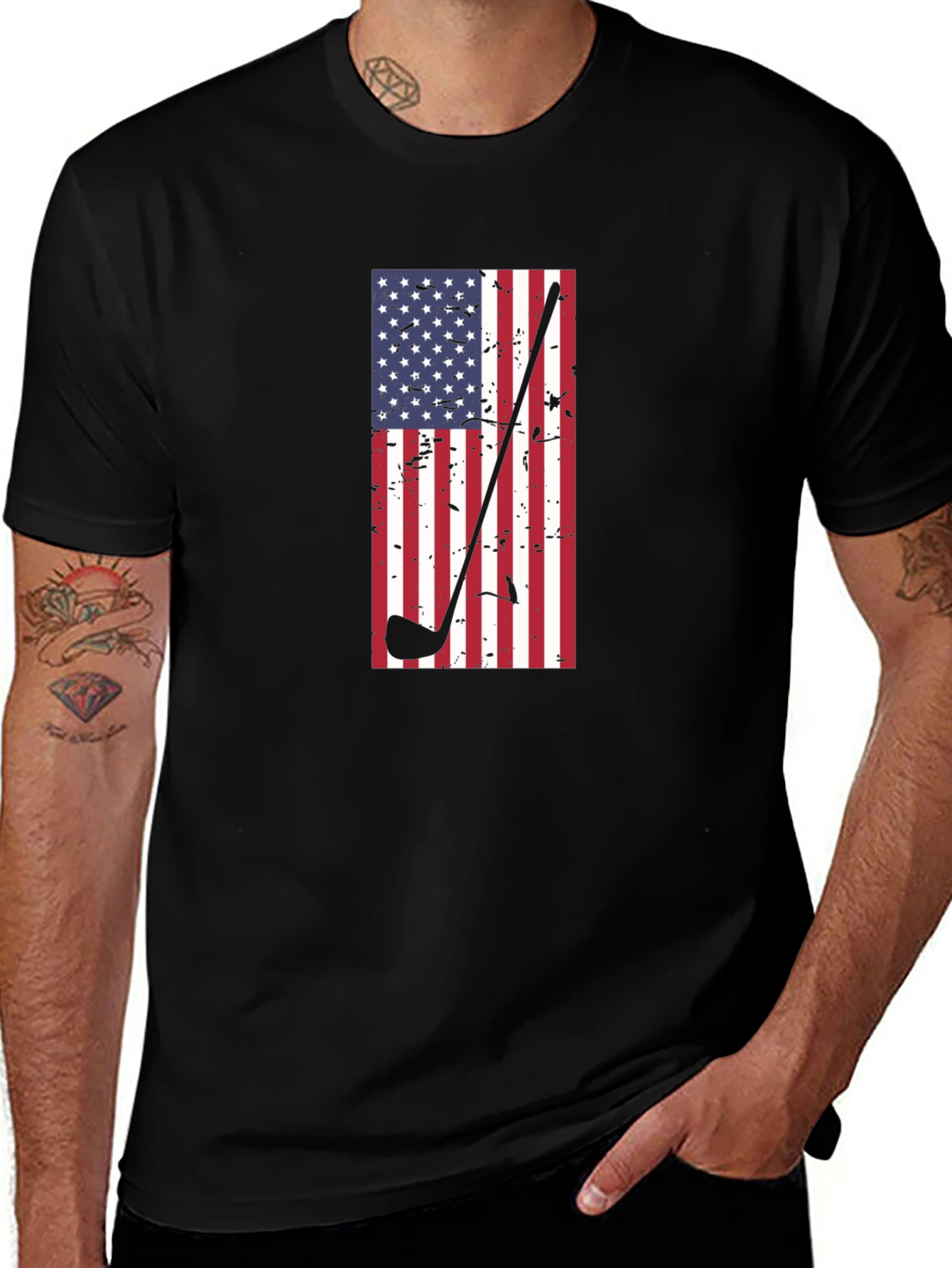 USA Flag Golf Club Graphic Tee - Patriotic Style