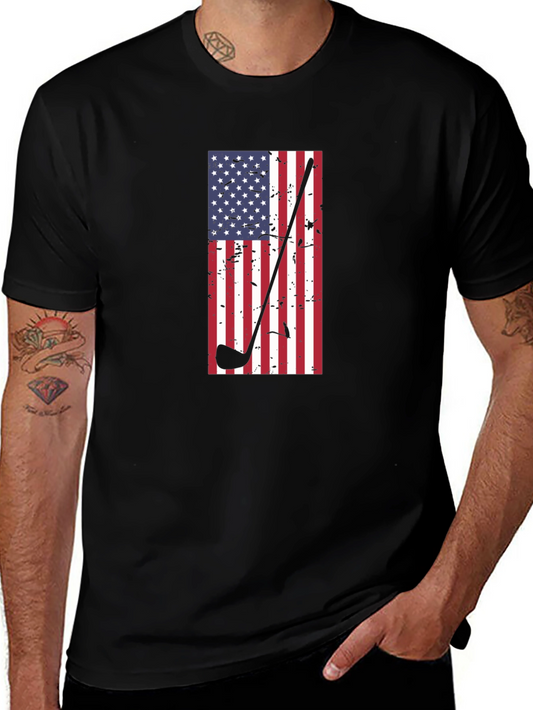 USA Flag Golf Club Graphic Tee - Patriotic Style