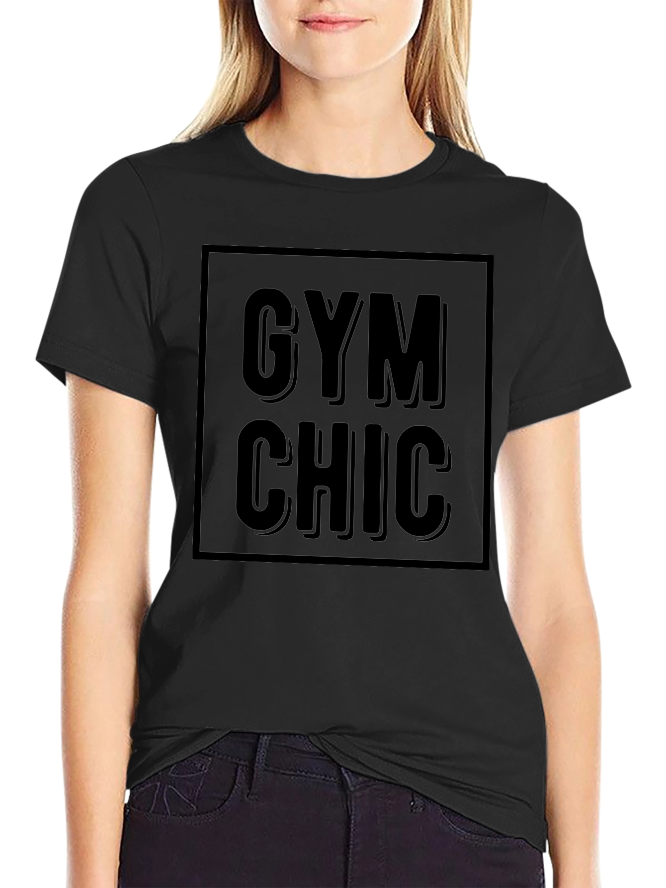 Gym Chic Black Graphic T-Shirt