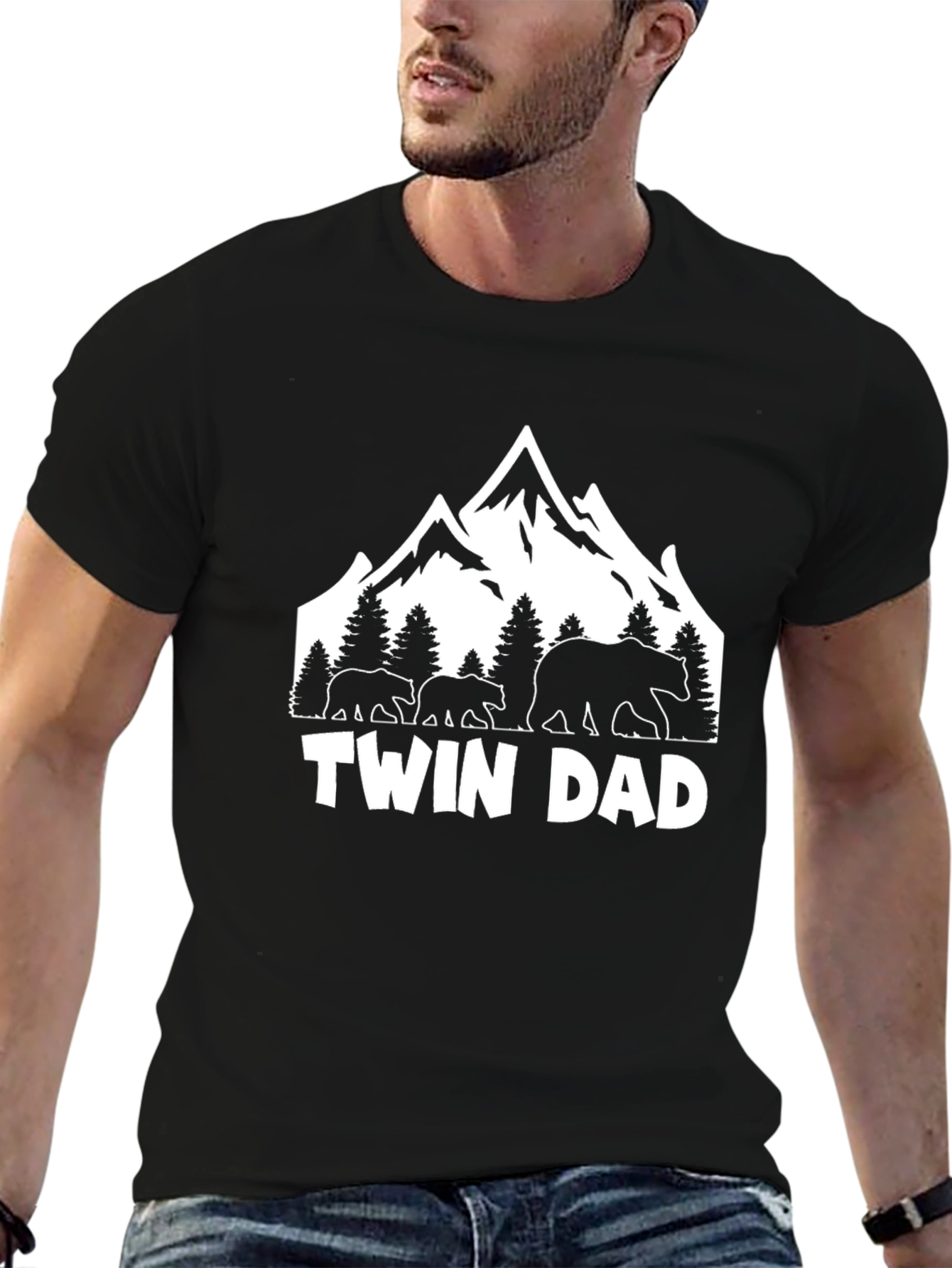 Twin Dad T-Shirt - Bear Family Design