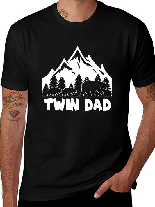 Twin Dad T-Shirt - Bear Family Design