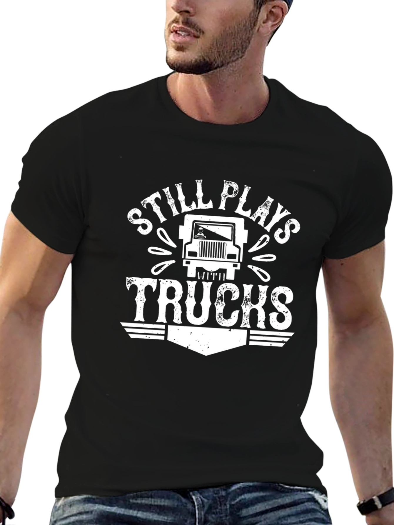 Still Plays Trucks - Mens Black Graphic Tee