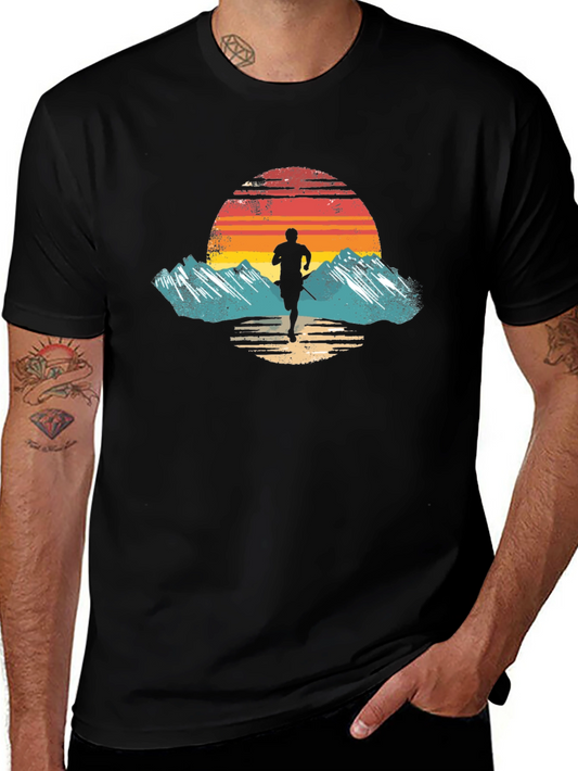 Trail Runner Sunset Graphic Tee - Retro Style