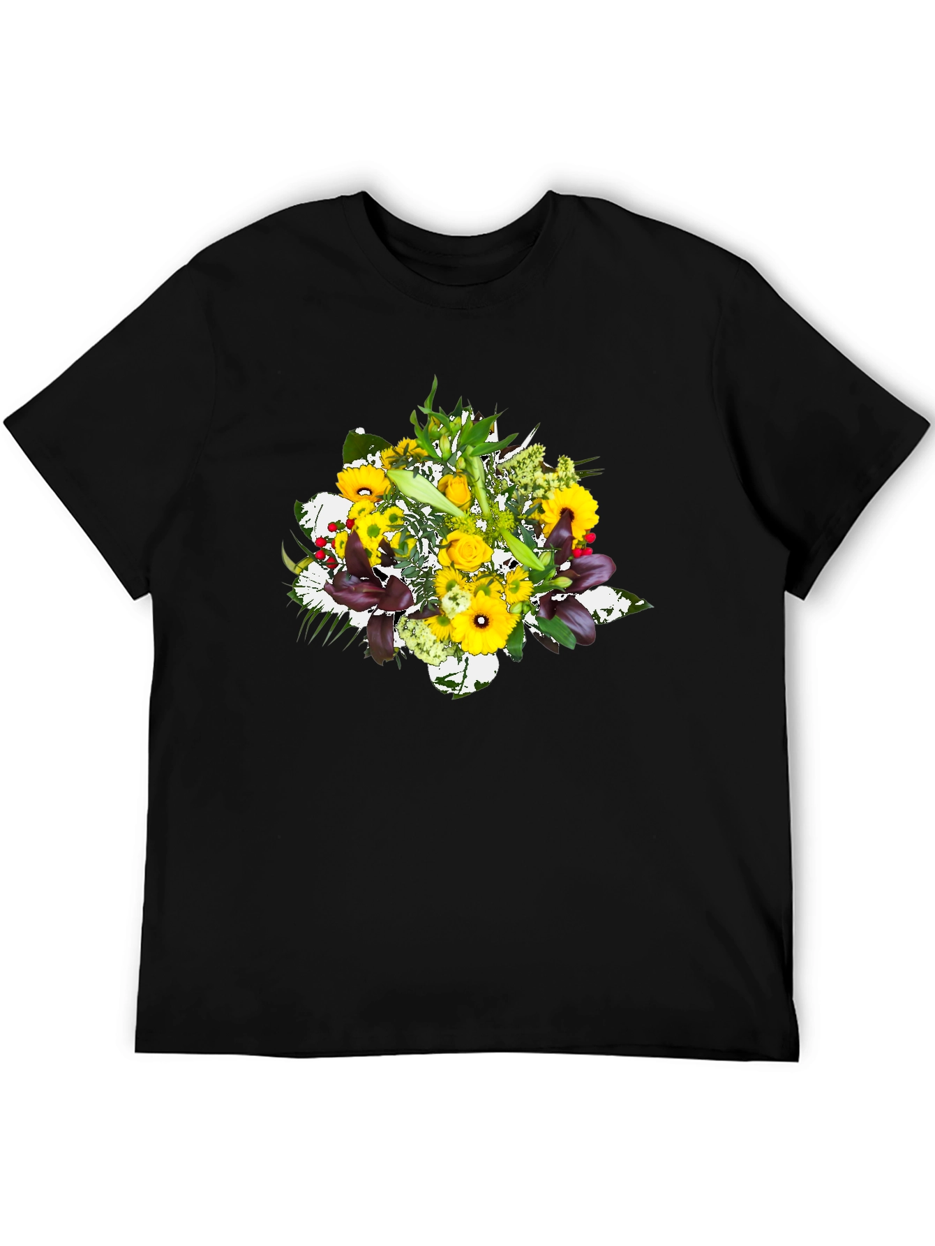 Floral Bouquet Graphic Tee - Black