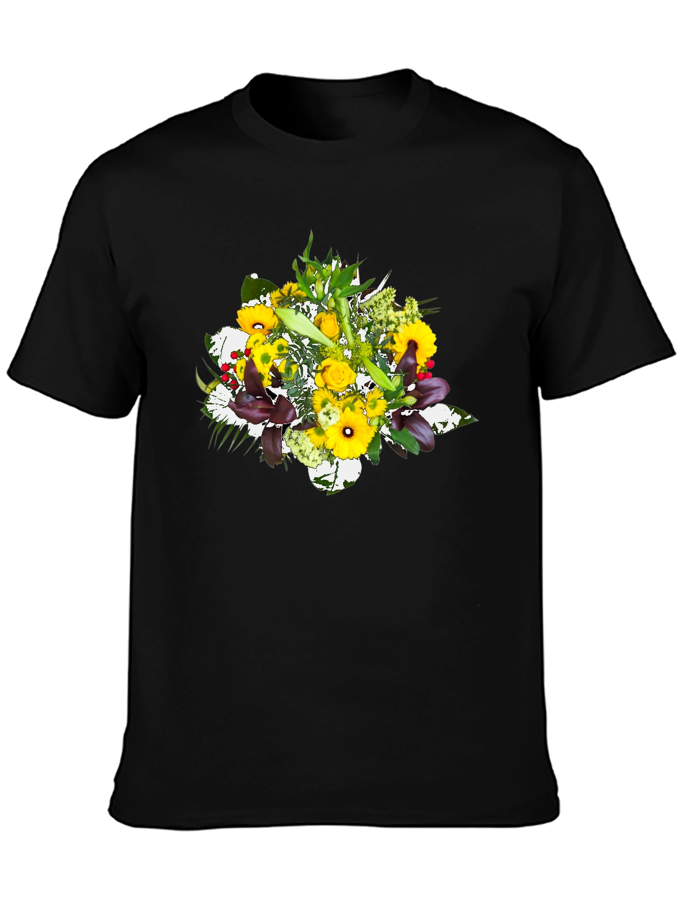 Floral Bouquet Graphic Tee - Black