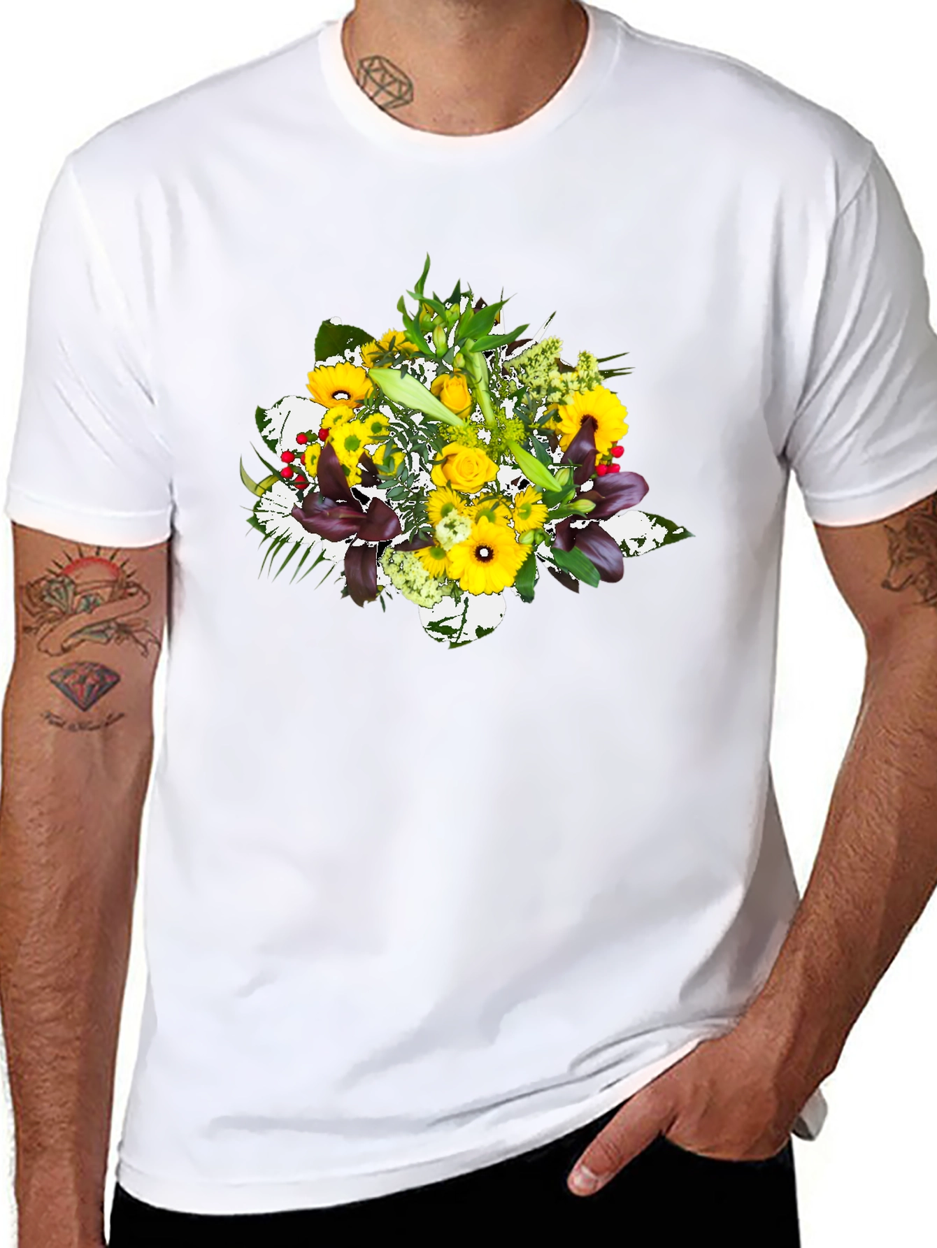 Floral Bouquet Graphic Tee - Black