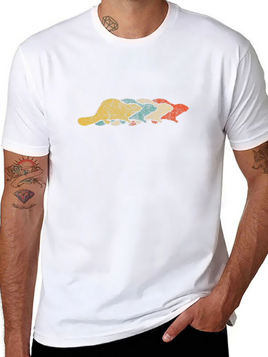 Retro Beaver Stack Graphic Tee - Black