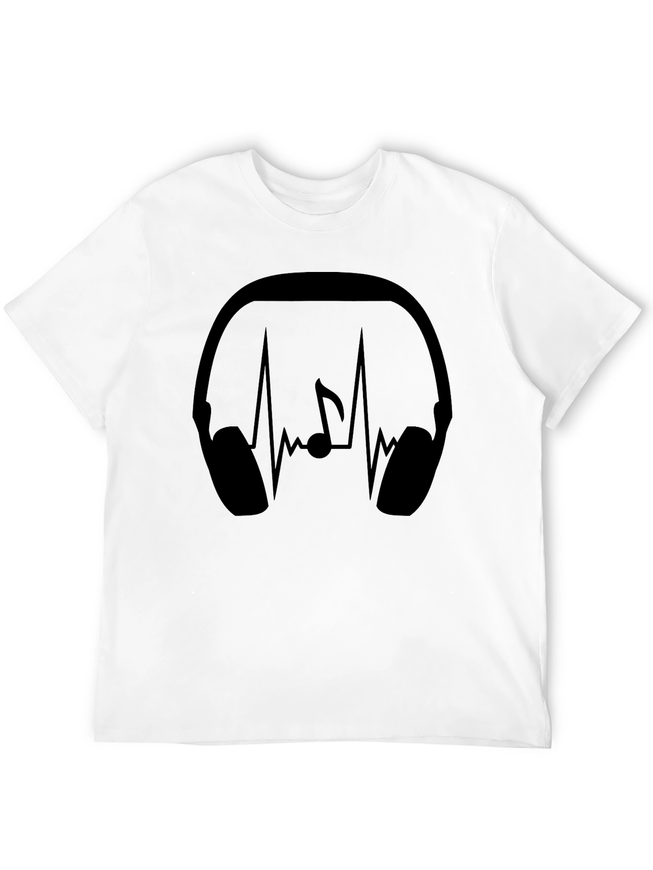 Headphone Music Note Heartbeat Black Graphic Tee