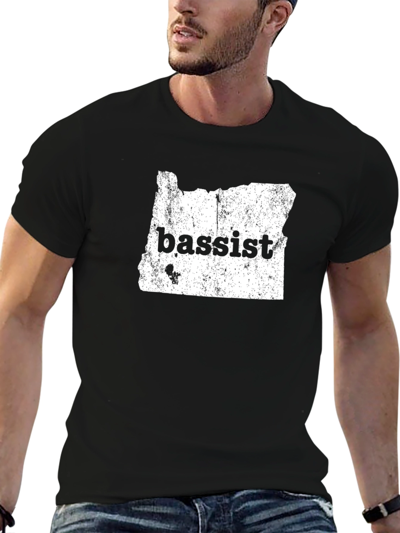 Oregon Bassist Graphic Tee - Black Cotton T-Shirt